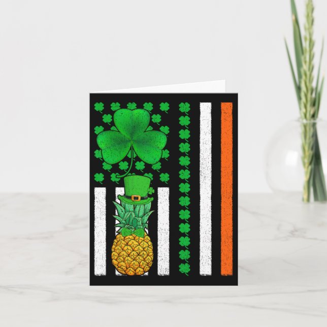 Shamrock Irish American Flag Pineapple Fruit St Pa Card (Front)