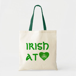 Shamrock 'Irish at heart' bag green text