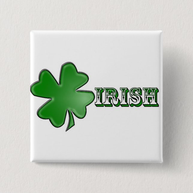 Shamrock Irish Button! 15 Cm Square Badge (Front)