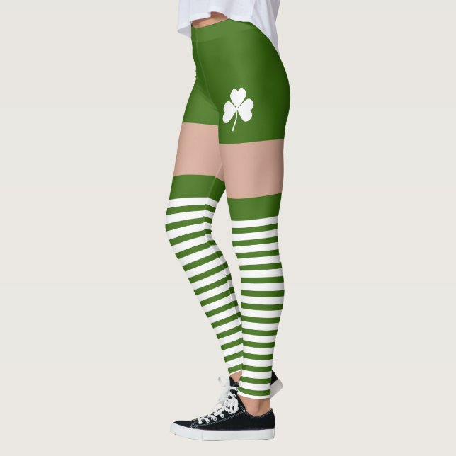 Shamrock Irish Green St Patricks Day Novelty Fun Leggings (Left)