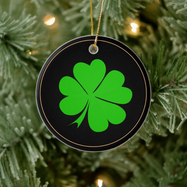 Shamrock & Irish lucky clover leaf /Christmas Ceramic Tree Decoration (Tree)