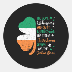 Shamrock Irish Man Pride St Patricks Day Men Boy C Classic Round Sticker
