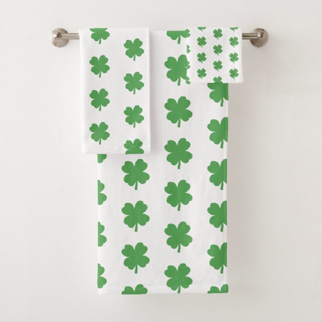 Shamrock Irish Pattern Bath Towel Set (Insitu)
