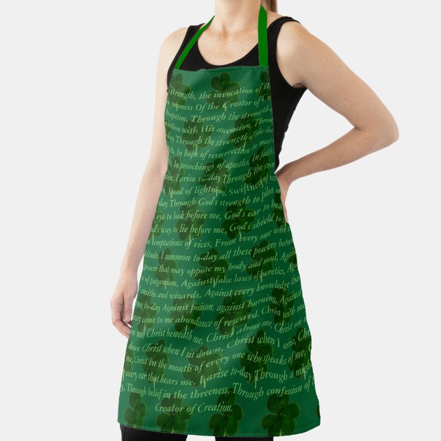 Shamrock Irish Poem St. Patrick Typography Green Apron (Insitu)