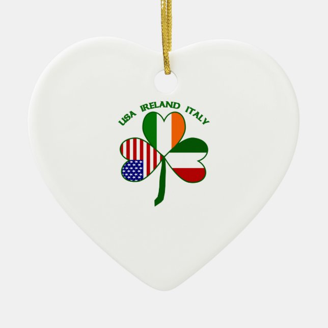 Shamrock Italy USA Irish Ceramic Tree Decoration (Front)