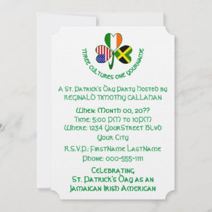 Shamrock Jamaican Ireland USA Personalise Text Invitation