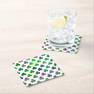 Shamrock Jewel Tone Green - Classic Square Paper Coaster