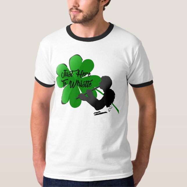 Shamrock 'Just Here To Whistle' Ringer T-Shirt (Front)