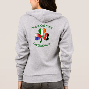 Shamrock Kenya Ireland USA Flags Personalised Text Hoodie