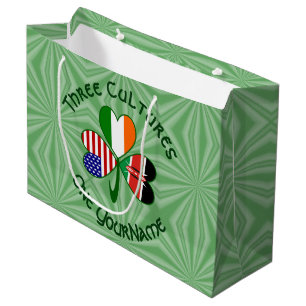 Shamrock Kenya Ireland USA Flags Personalised Text Large Gift Bag