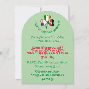 Shamrock Kenya, Ireland, USA Flags Reunion Invitation