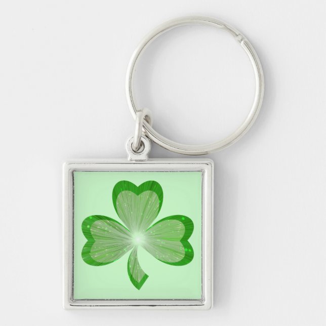 Shamrock keychain square green (Front)