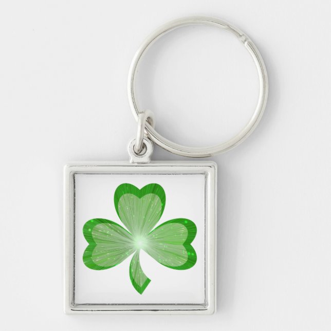 Shamrock keychain square white (Front)