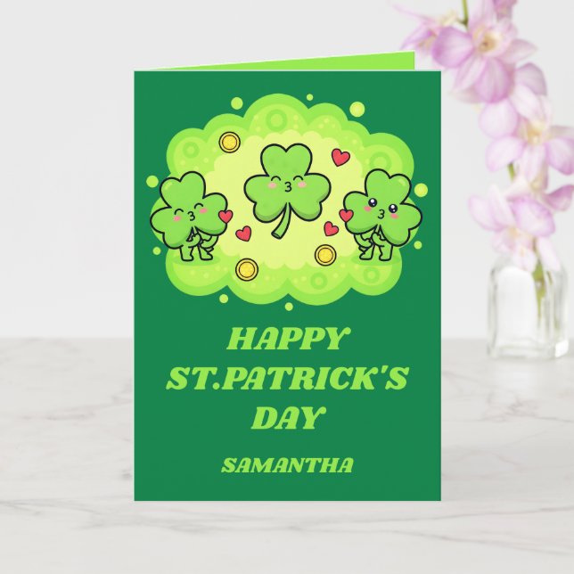 Shamrock Kisses St. Patrick’s Day Card (Orchid)