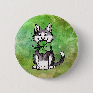 Shamrock Kitty 6 Cm Round Badge