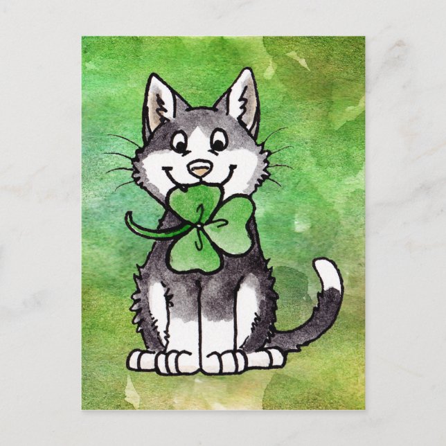 Shamrock Kitty Postcard (Front)