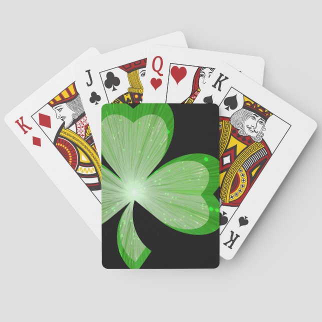Shamrock Large playing cards black (Back)