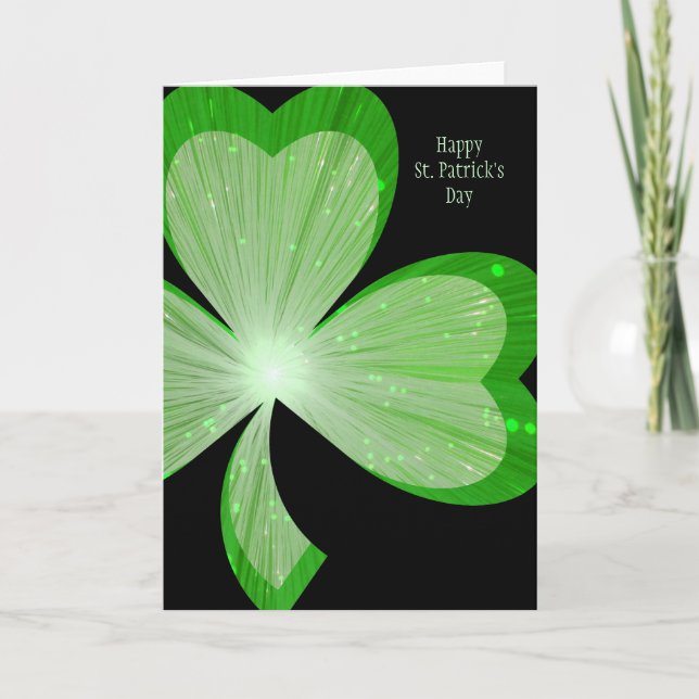 Shamrock large 'St. Patrick's Day' card black (Front)