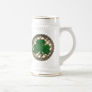 Shamrock, Lattice And Celtic Knots On Beige Mug