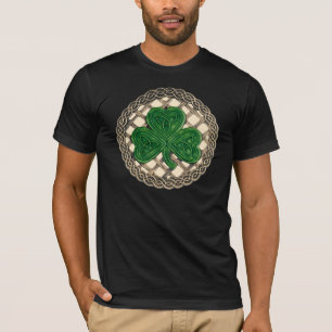 Shamrock, Lattice And Celtic Knots On Beige Shirt