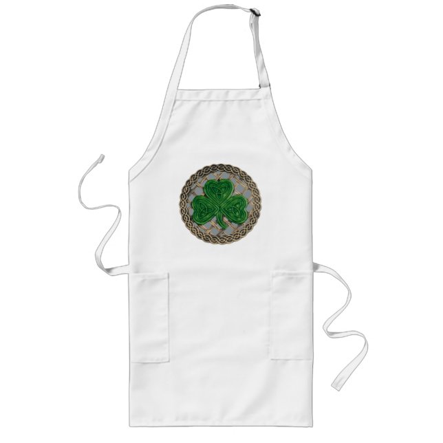 Shamrock, Lattice And Celtic Knots On Grey Apron (Front)