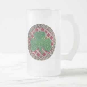 Shamrock, Lattice And Celtic Knots On Red Mug