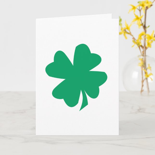 Shamrock Leaf St Patrick's Day 2025 Green Irish Card (Yellow Flower)