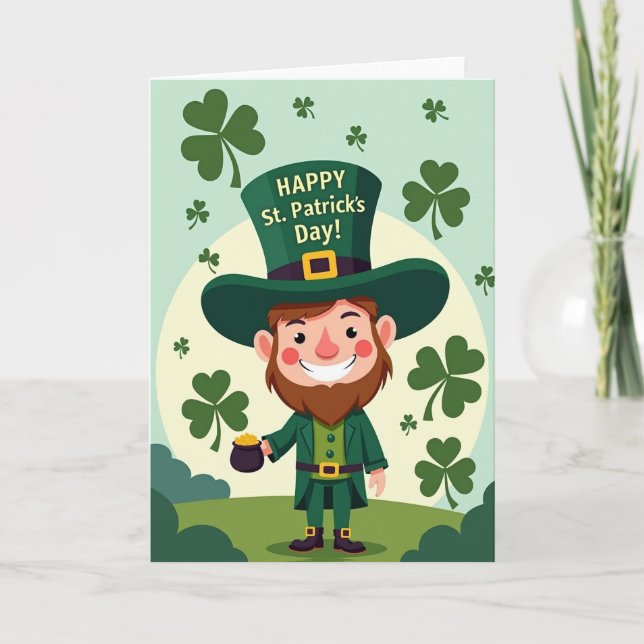 Shamrock Leprechaun Luck Card (Front)