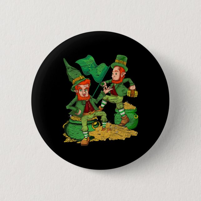 Shamrock Leprechaun Pot Of Gold Ireland St Patrick 6 Cm Round Badge (Front)