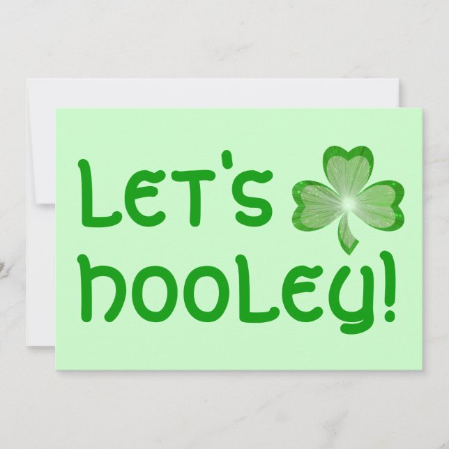 Shamrock 'Let's Hooley' invitation green (Front)