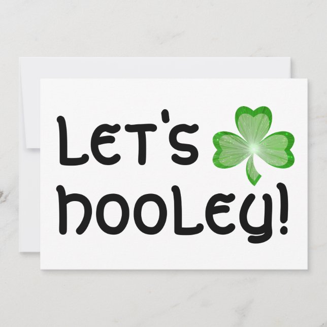 Shamrock 'Let's Hooley' invitation white (Front)