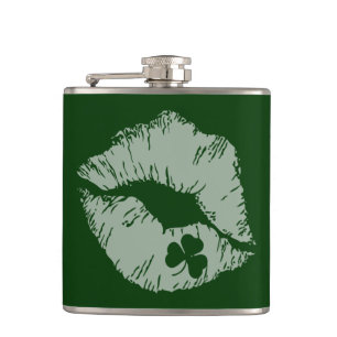 Shamrock Lips - Kiss Me I'm Irish Flask
