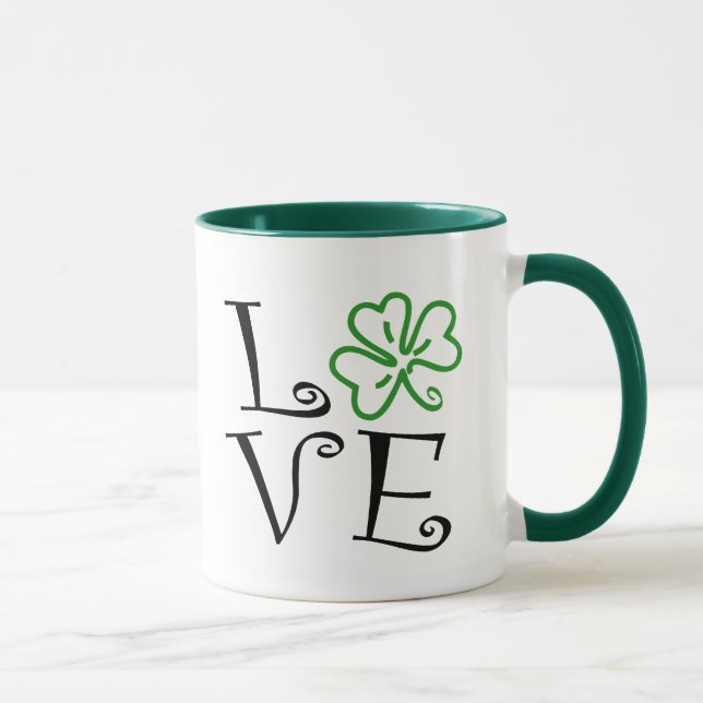 Shamrock Love - Black and Green Mug (Right)