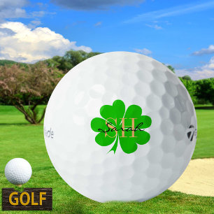 Shamrock & Lucky Clover leaf monogrammed / Irish Golf Balls