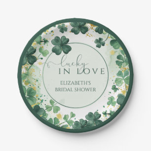 Shamrock Lucky in Love Bridal Shower Paper Plate