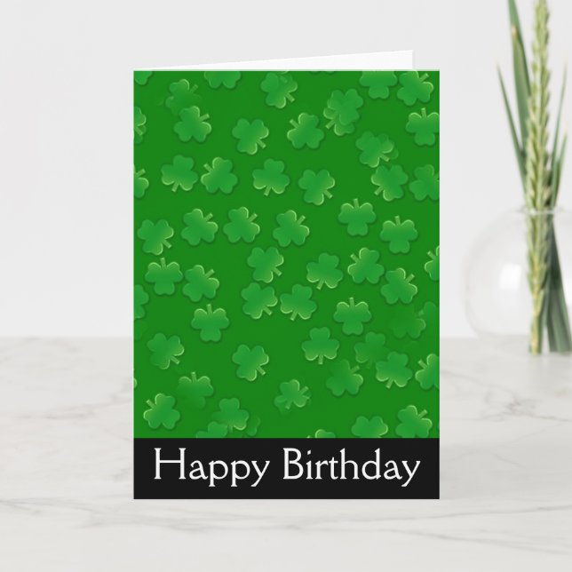 Shamrock March Irish Happy Birthday Card (Front)