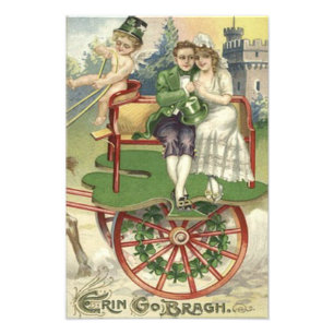 Shamrock Married Couple Horse Carriage Cherub Photo Print