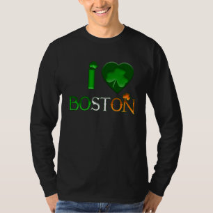 Shamrock Massachusetts I Love Boston ST PATRICKS D T-Shirt