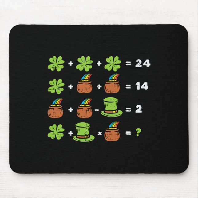 Shamrock Math Equation Funny St Patricks Day Teach Mouse Pad (Front)