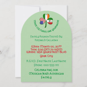 Shamrock Mexico, Ireland, USA Flags Reunion Invitation