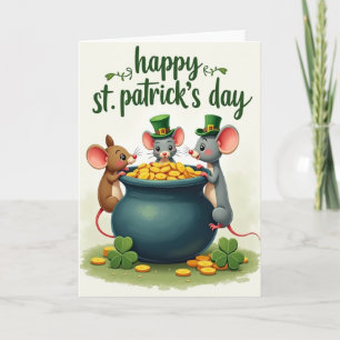 Shamrock Mice Gold Pot Card