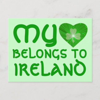 Shamrock 'My Heart belongs to... ' postcard white