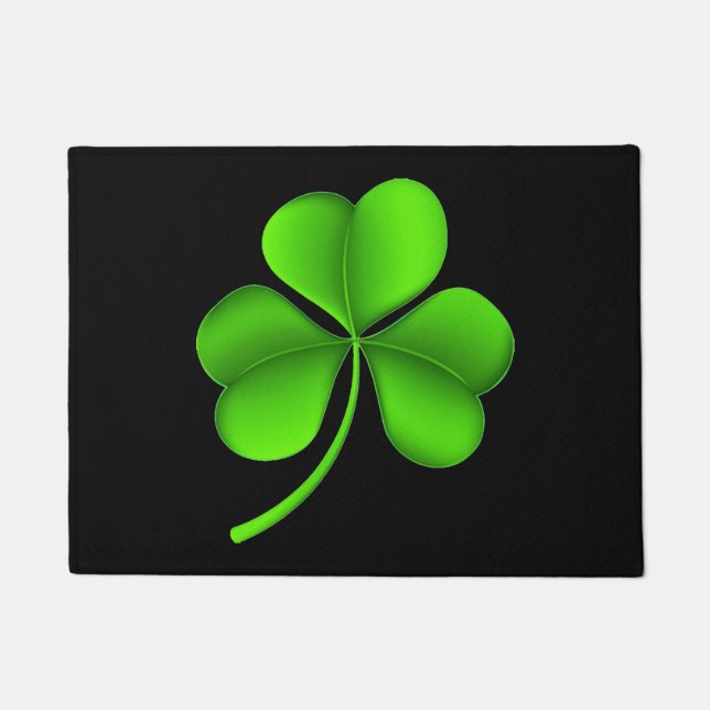 Shamrock on Black dmcn Doormat (Front)