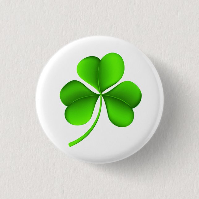 Shamrock on white pbcn 3 cm round badge (Front)