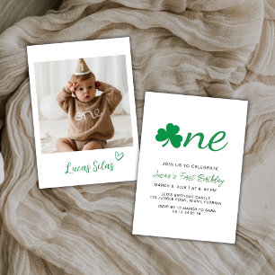 Shamrock One First Birthday Photo Invitation