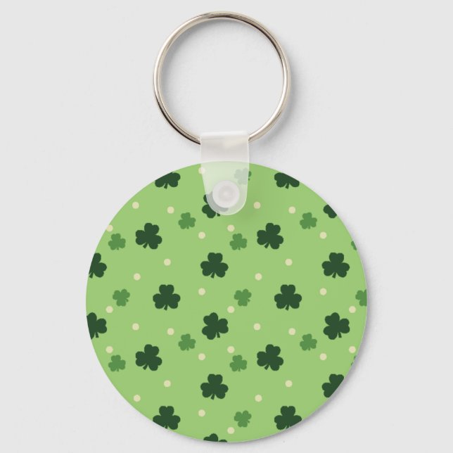 Shamrock Pattern Button Keychain (Front)