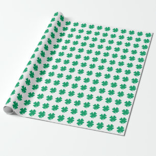 Shamrock Pattern Green White St Patrick's Day 2023 Wrapping Paper