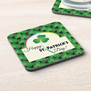 Shamrock Pattern, Happy St. Patrick's Day Coaster