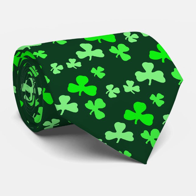Shamrock Pattern Saint Patrick's Day Tie (Rolled)