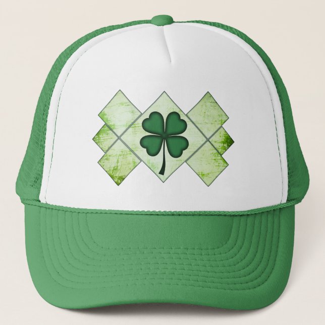 Shamrock Pattern St Patrick’s Day Shirt – boné Trucker Hat (Front)